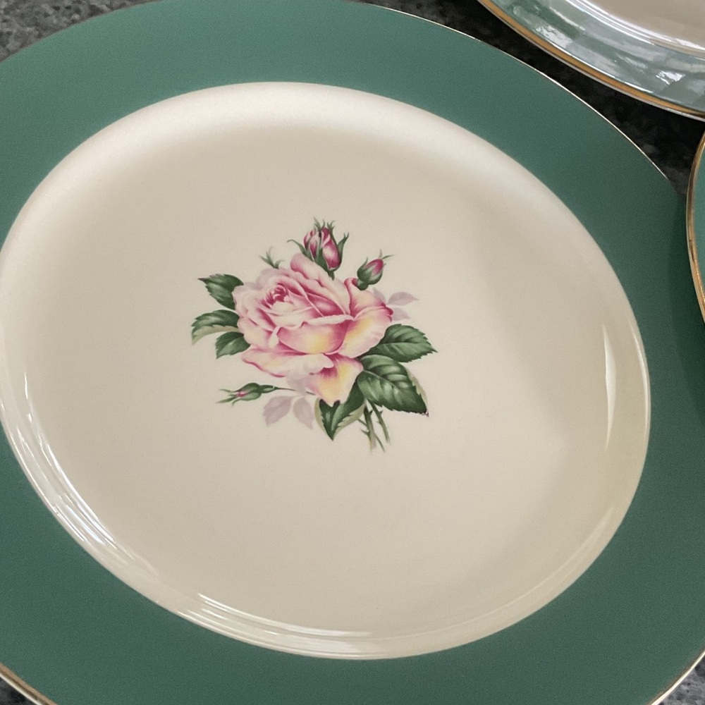 Vintage 3 Lifetime Cameo rose dinner plates. 1950/60s.